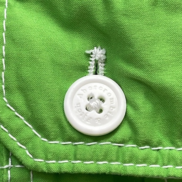 Mens Abercrombie & Fitch Cargo Mesh Lined Green w/White Stripes Swim Trunks- L - Picture 5 of 7